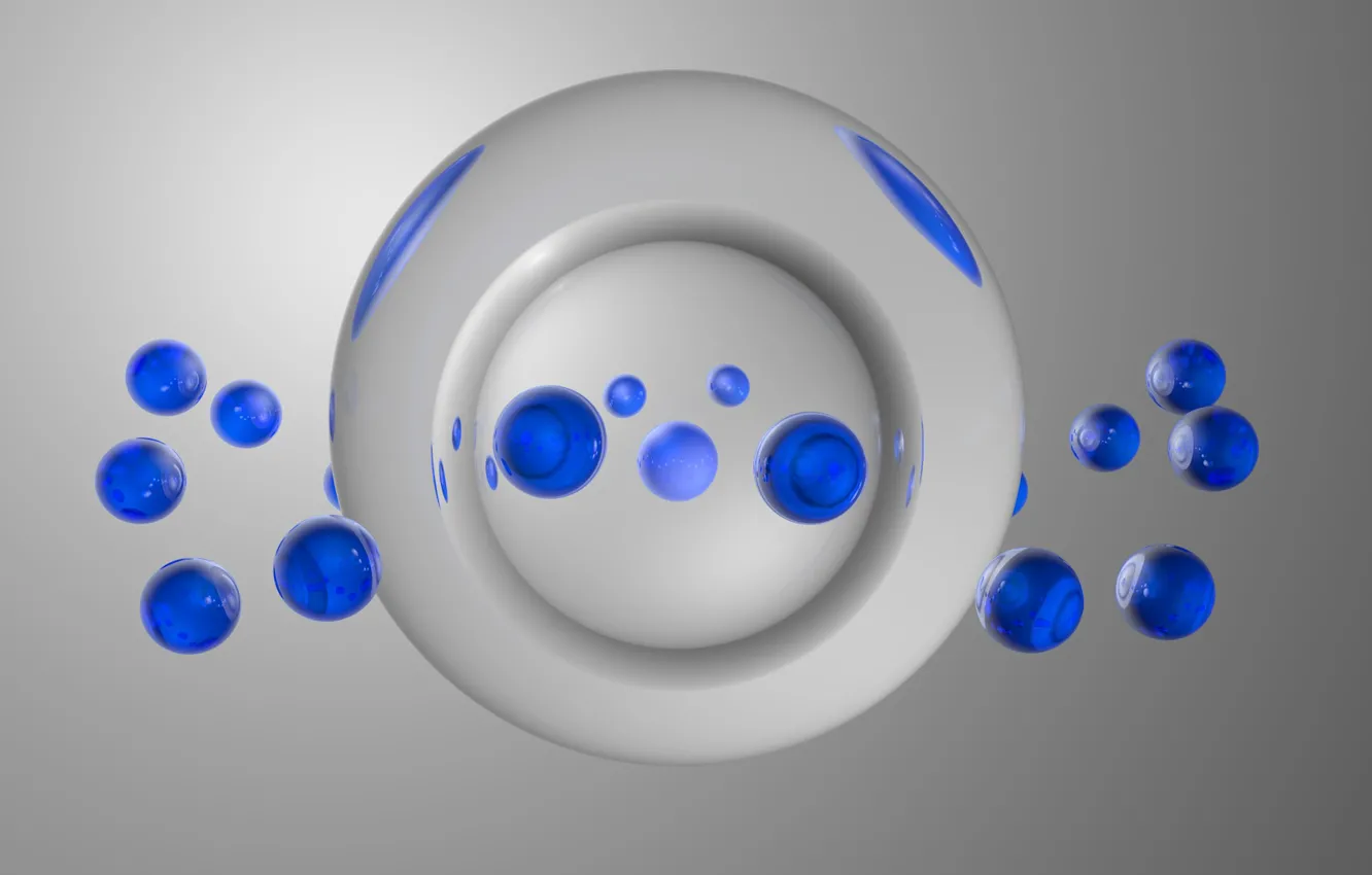 Photo wallpaper balls, blue, transparent, graphics, decoration, glass