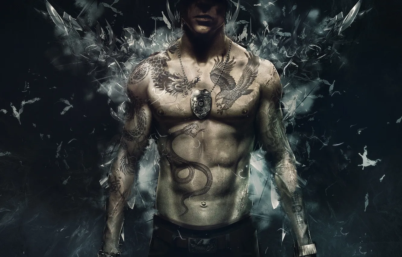 Photo wallpaper tattoo, guy, Sleeping Dogs