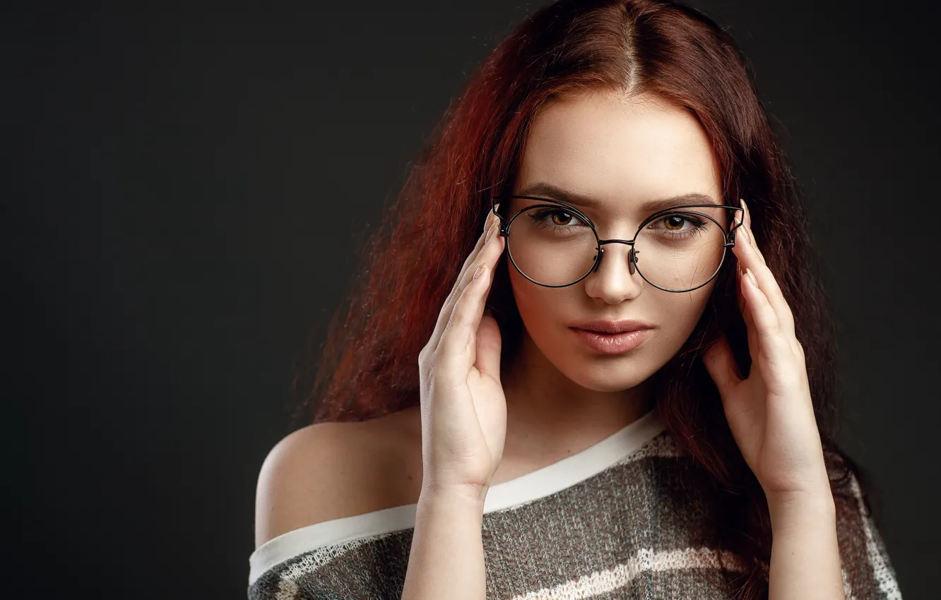 Photo wallpaper look, hair, Girl, glasses, Sergey Sorokin