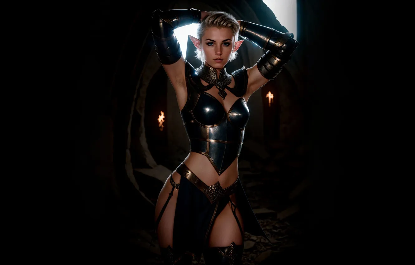 Photo wallpaper girl, pose, elf