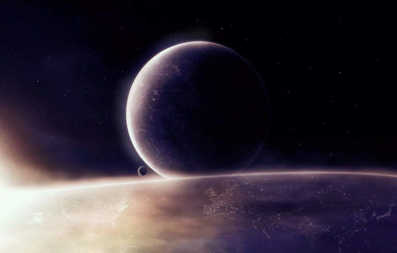 Photo wallpaper space, light, planet, space, planets