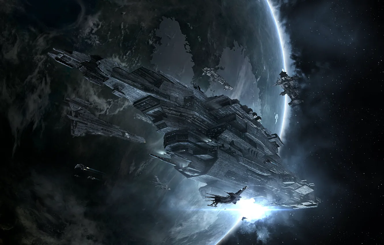 Photo wallpaper nebula, planet, Space, space, spaceship, eve online, space ship, coooper