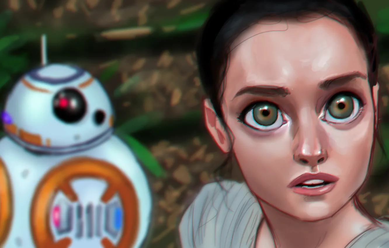 Photo wallpaper eyes, look, girl, robot, Star Wars, art, Episode VII, Star wars: the force awakens