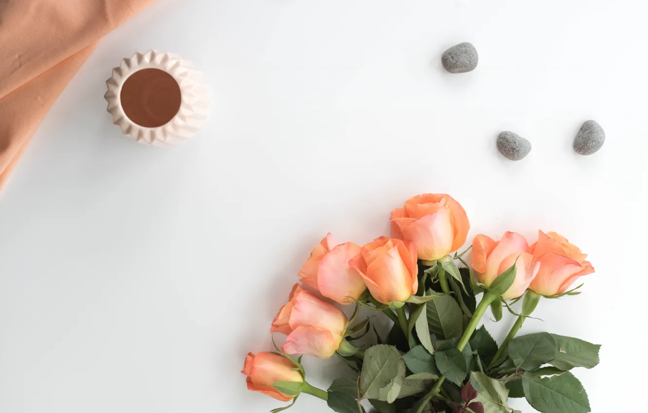 Photo wallpaper stones, roses, bouquet, candles, buds, stones, bouquet, roses