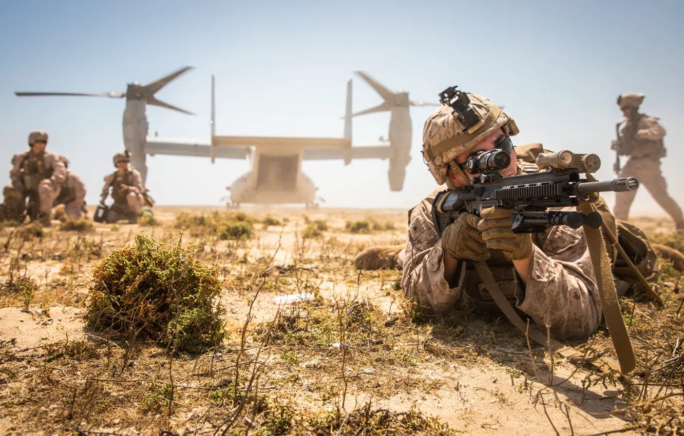 Photo wallpaper weapons, army, soldiers, landing