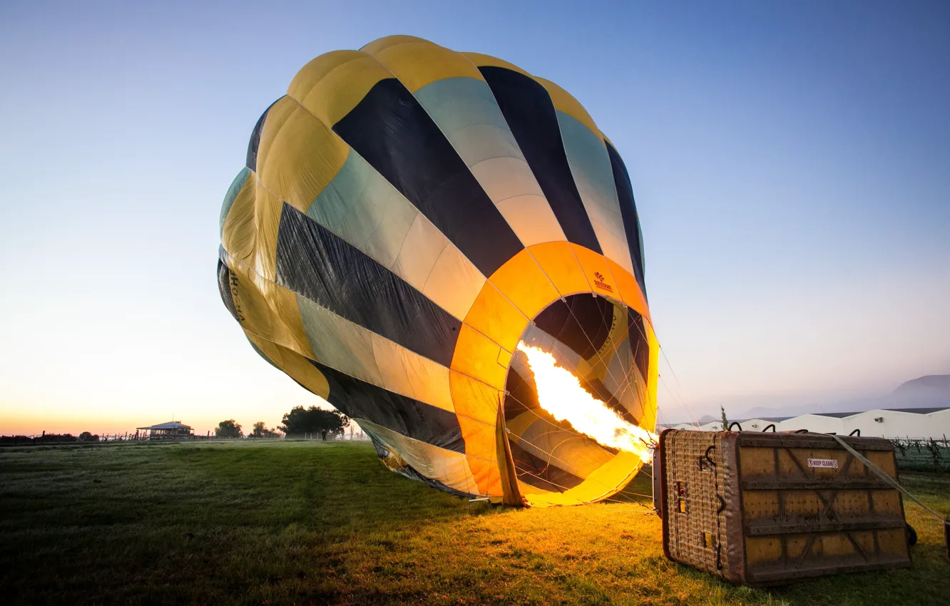 Photo wallpaper aviation, lights, balloon, basket