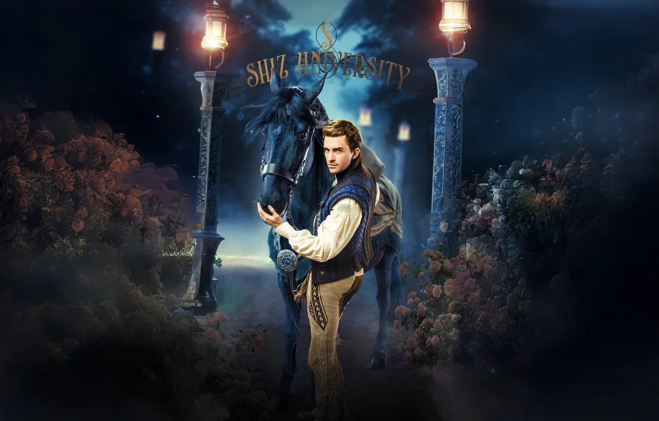 Photo wallpaper night, horse, horse, lights, guy, Wicked: Part One, Evil: Part One