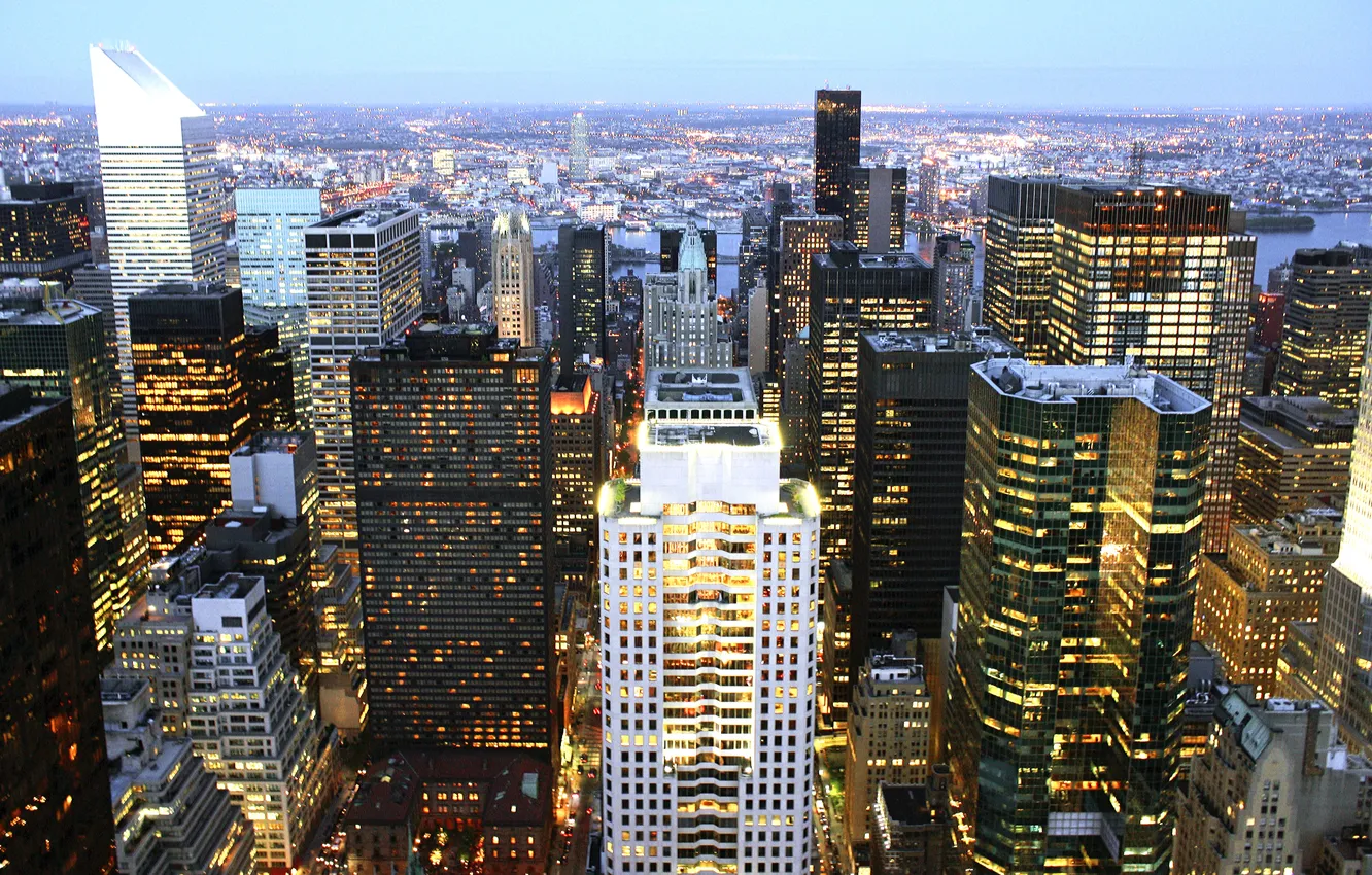Photo wallpaper the city, lights, building, skyscrapers