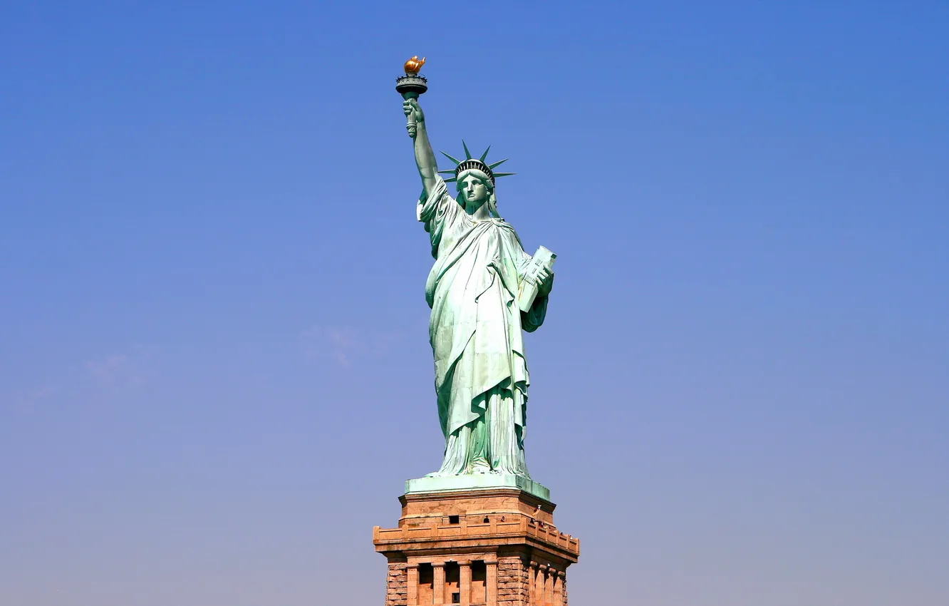 Photo wallpaper sky, Statue of Liberty, New York Harbor