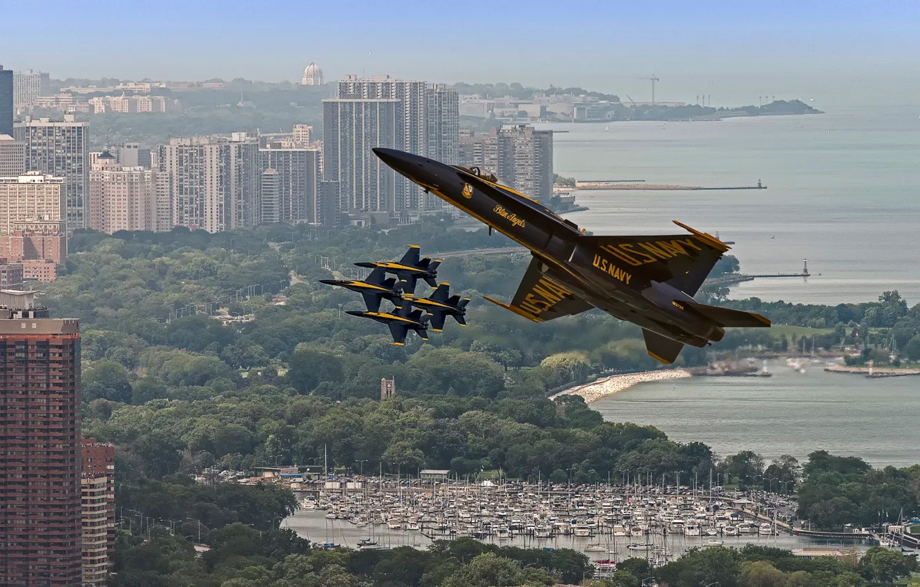Photo wallpaper Chicago, aircraft, Blue Angels, Air and Water Show