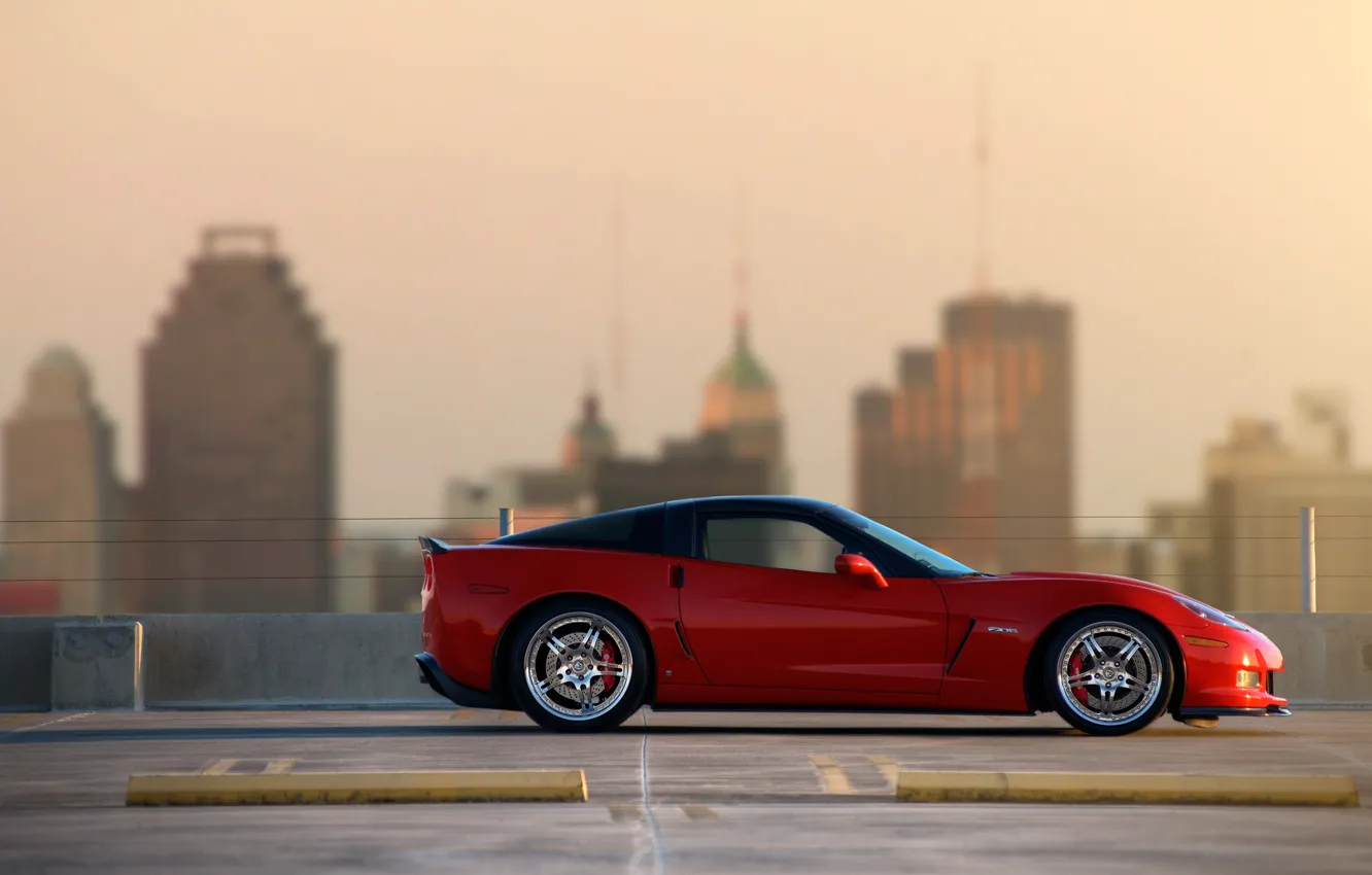 Photo wallpaper red, supercar, z06, chevrolet corvette, Chevrolet Corvette