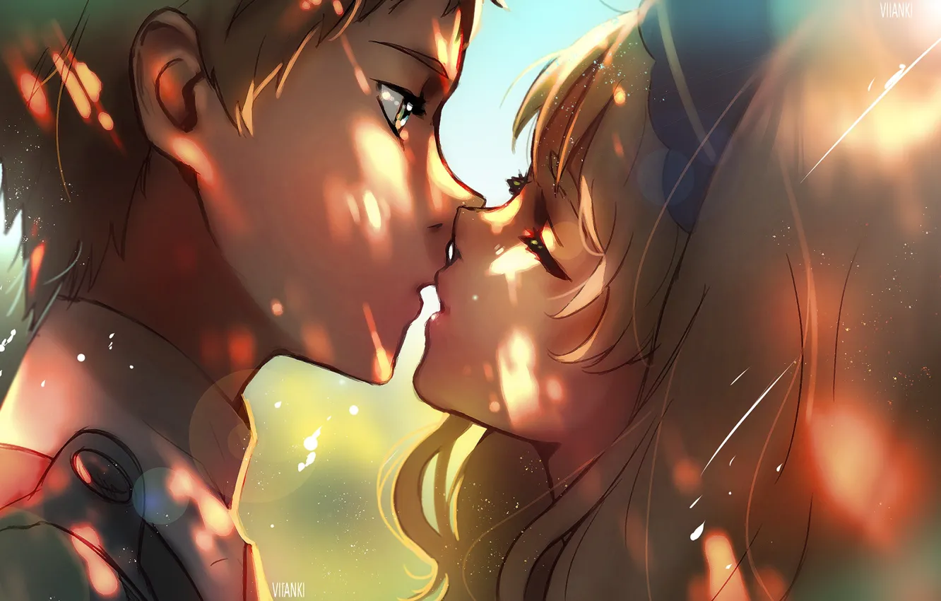 Photo wallpaper girl, love, kiss, guy, Darling In The Frankxx, Cute in France