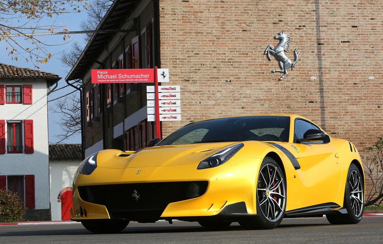 Photo wallpaper Ferrari, yellow, 2016, F12tdf