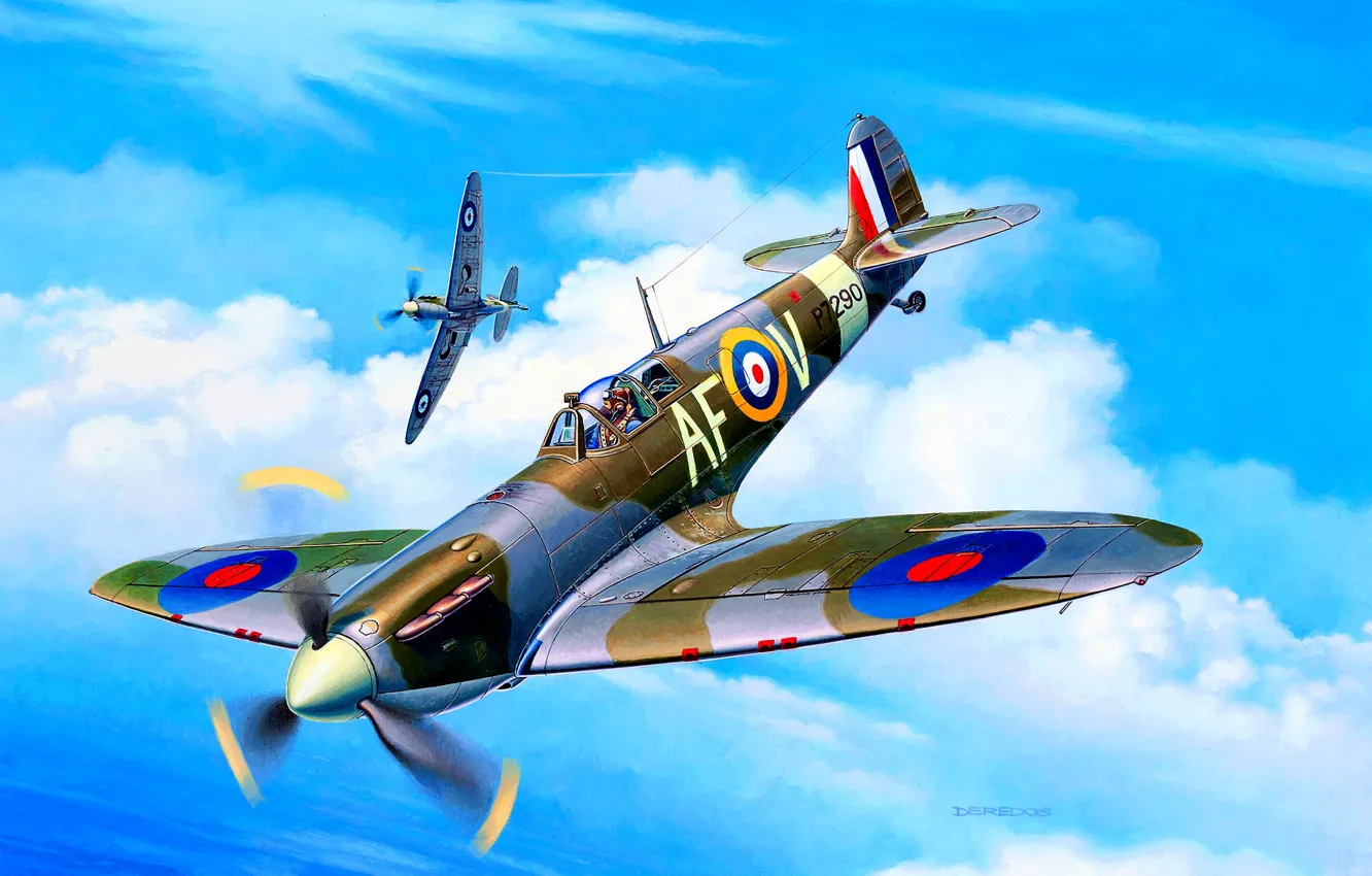 Photo wallpaper fighter, UK, Supermarine Spitfire, 8x7.69-mm machine guns Browning, Spitfire Mk.IIa, The Rolls-Royce Merlin XII