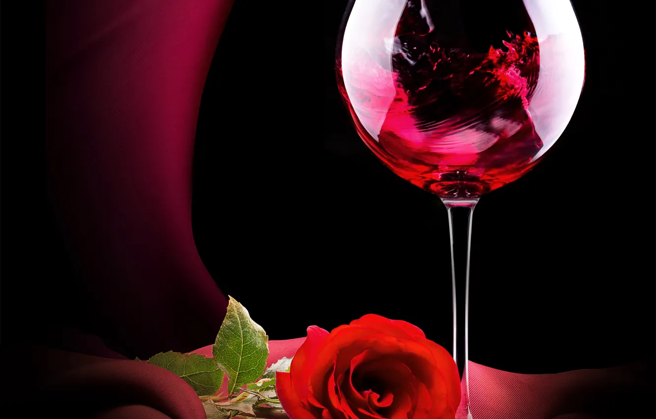 Photo wallpaper wine, glass, rose, Roses, Valentines Day, Wine