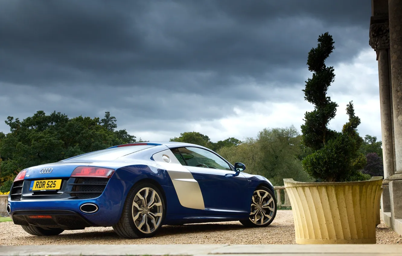 Photo wallpaper car, machine, the sky, clouds, sky, clouds, Audi R8 V10, 3000x2072