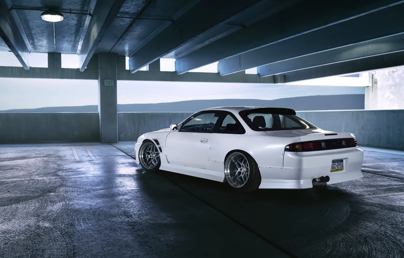 Photo wallpaper car, Nissan, white, tuning, silvia, parking, S14