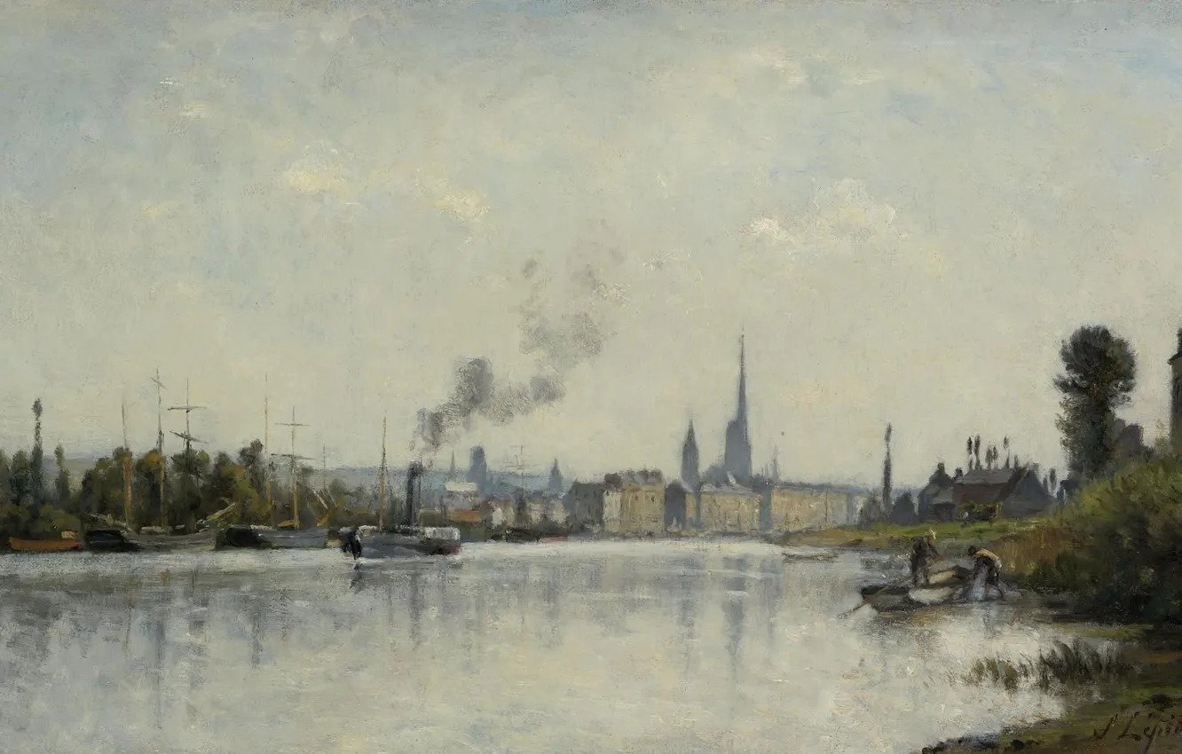 Photo wallpaper landscape, picture, The Seine at Rouen, Stanislas Lepine, Stanislas Lépine