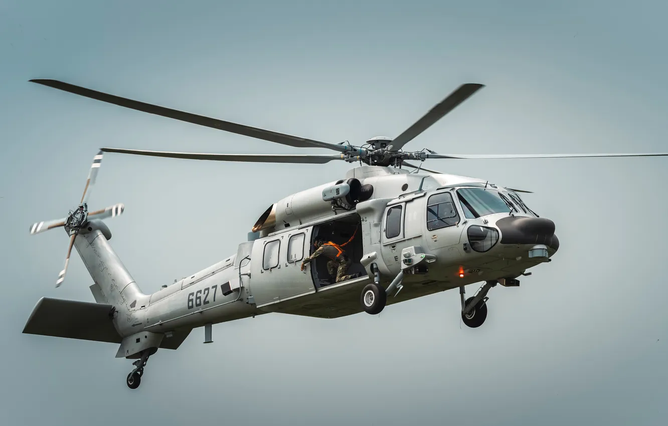 Photo wallpaper flight, helicopter, in the sky