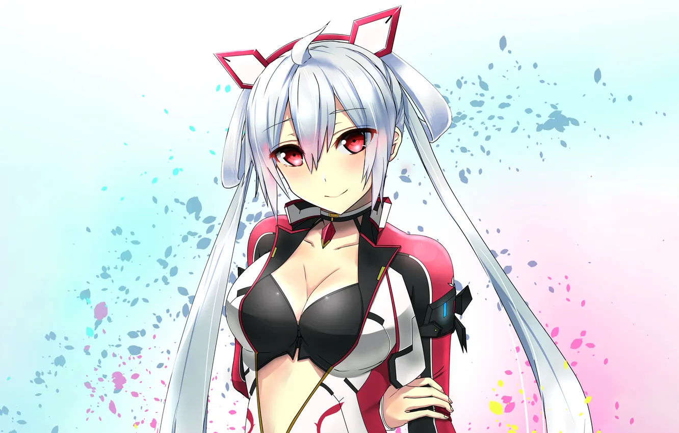 Photo wallpaper girl, sexy, cleavage, long hair, boobs, anime, beautiful, twintails