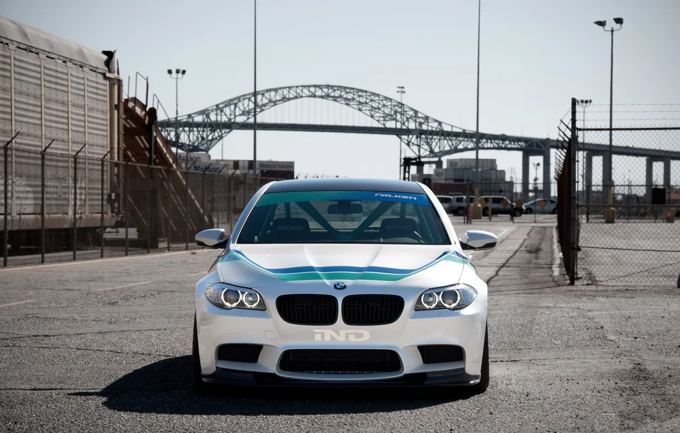 Photo wallpaper white, the sky, bmw, BMW, lights, white, the front, f10