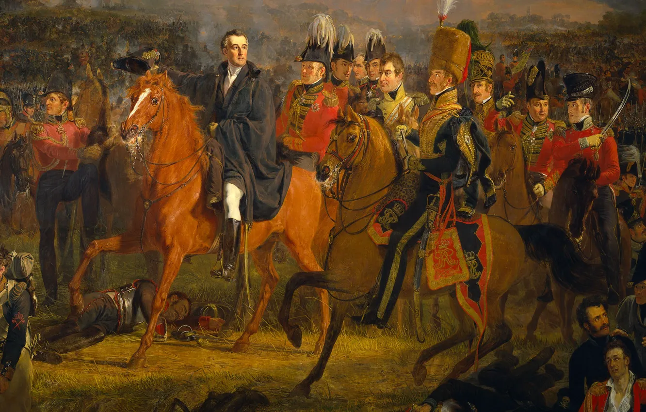 Photo wallpaper oil, details, canvas, fragment, Jan Willem, Pineman, The battle of Waterloo