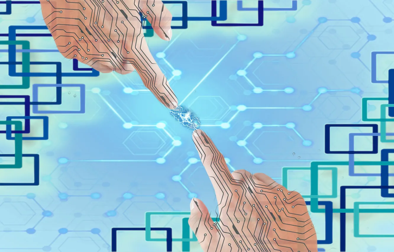 Photo wallpaper Neon, blue, light