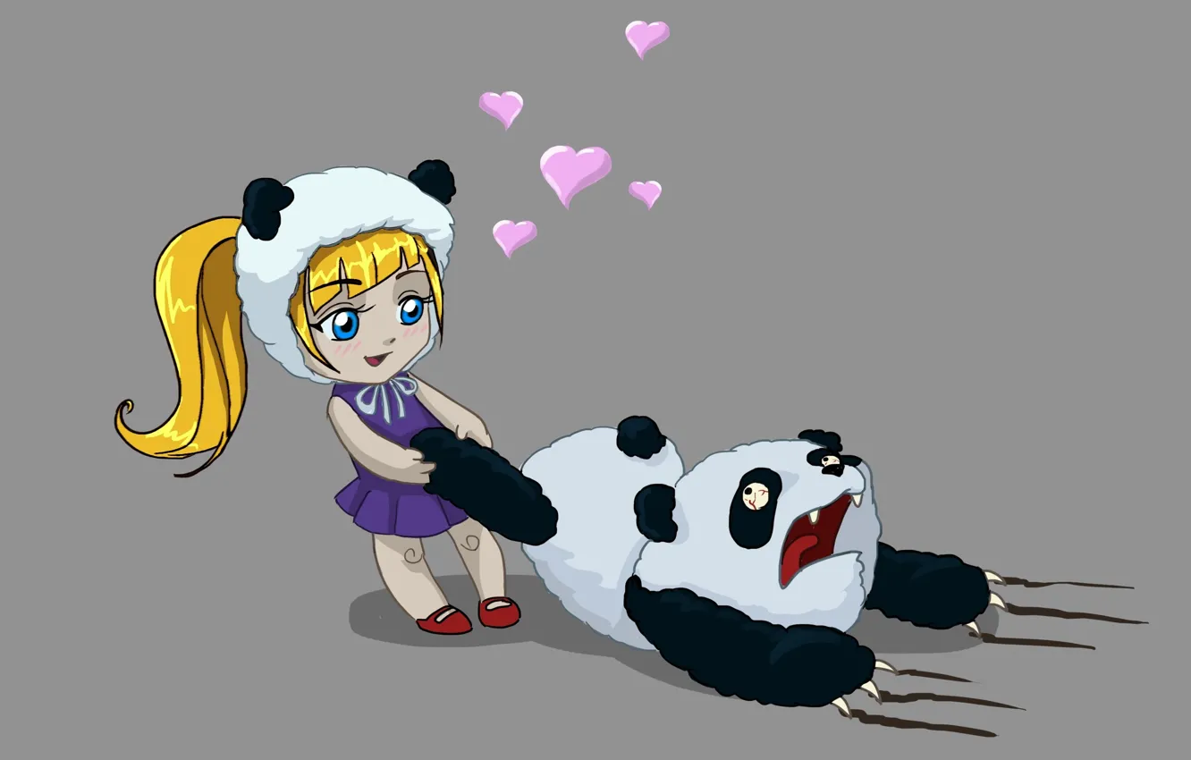 Photo wallpaper anime, Panda, girl