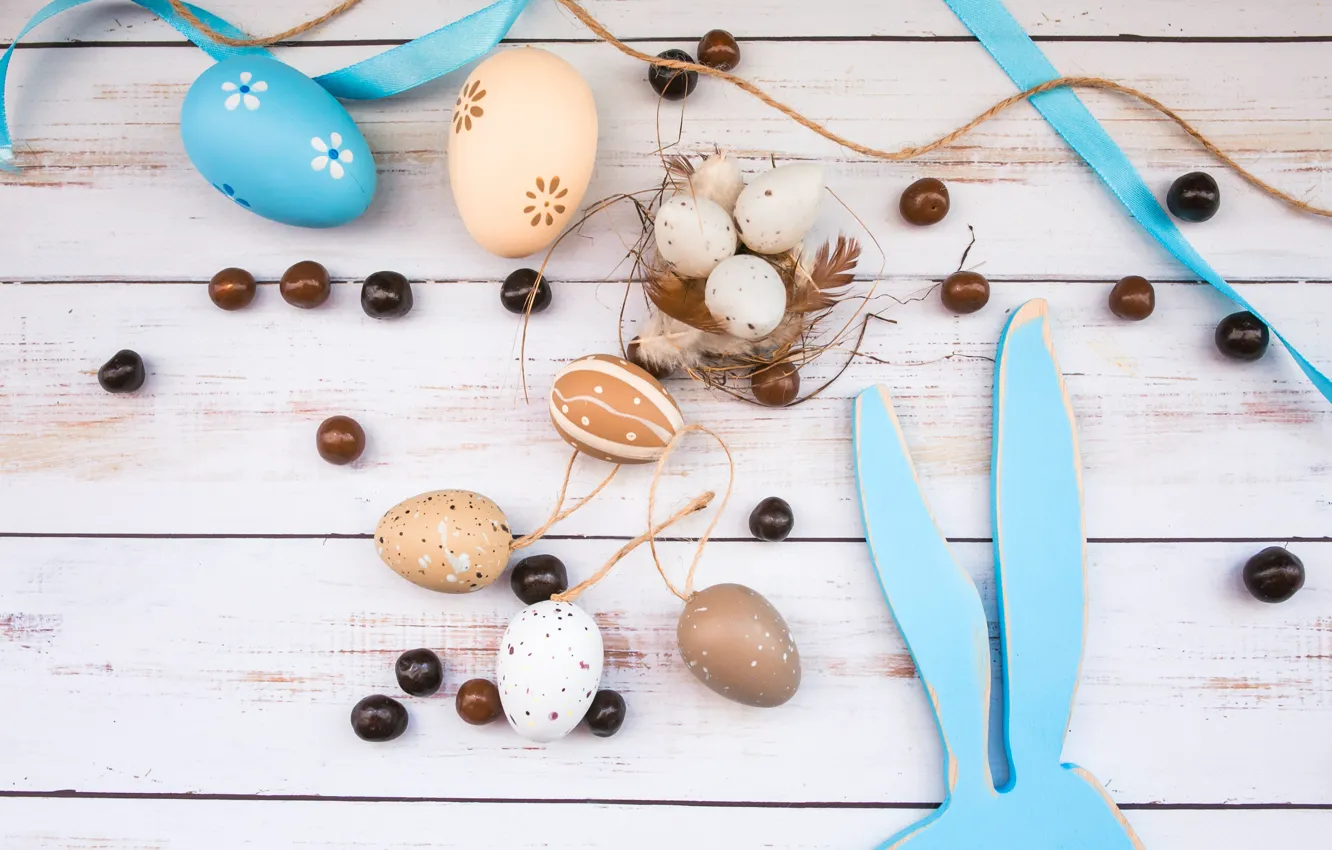 Photo wallpaper eggs, rabbit, Easter, tape, Holiday, figure