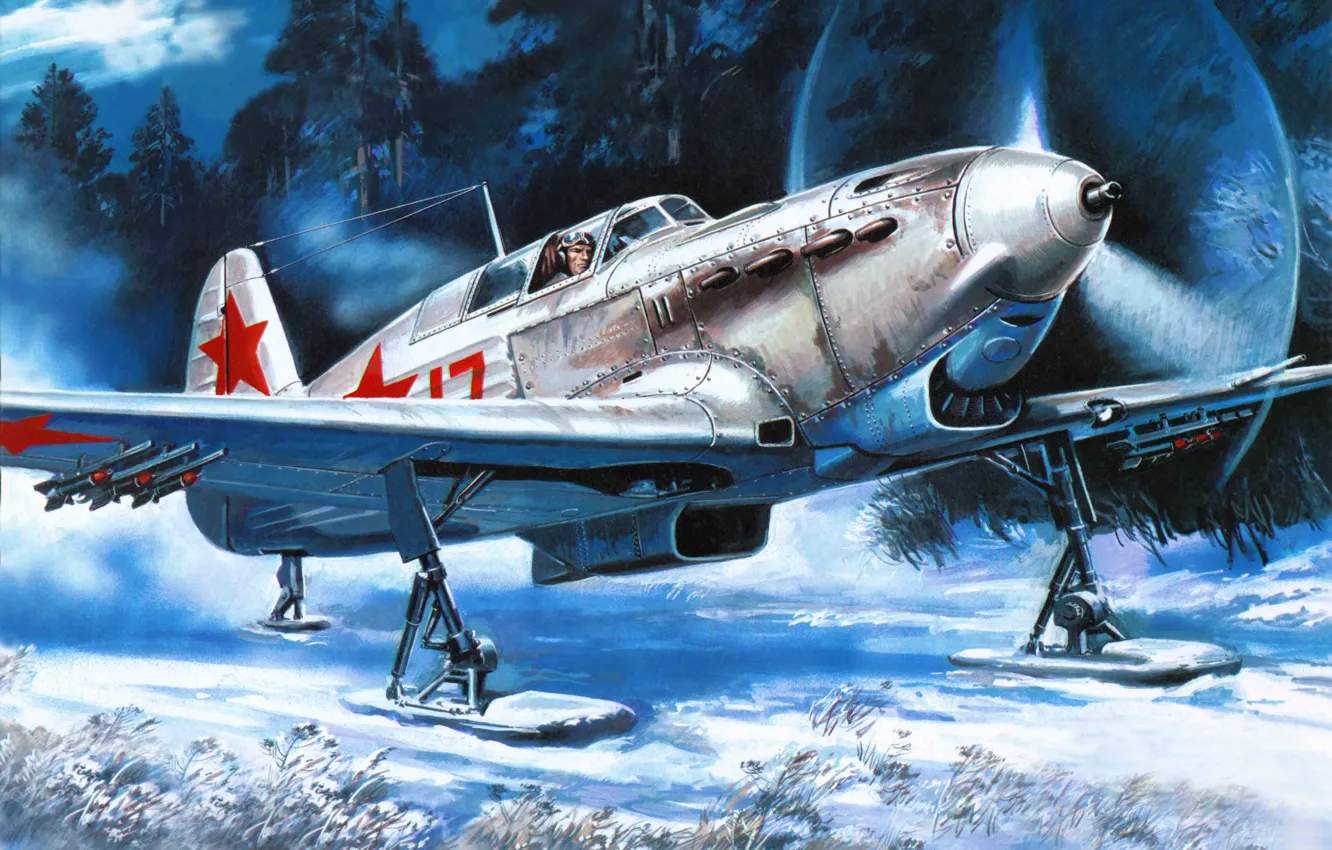 Photo wallpaper the plane, ski, fighter, Maya, the rise, chassis, it, December
