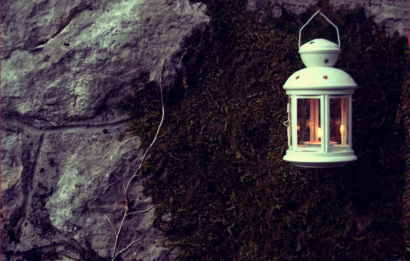 Photo wallpaper fire, candle, lantern, candle