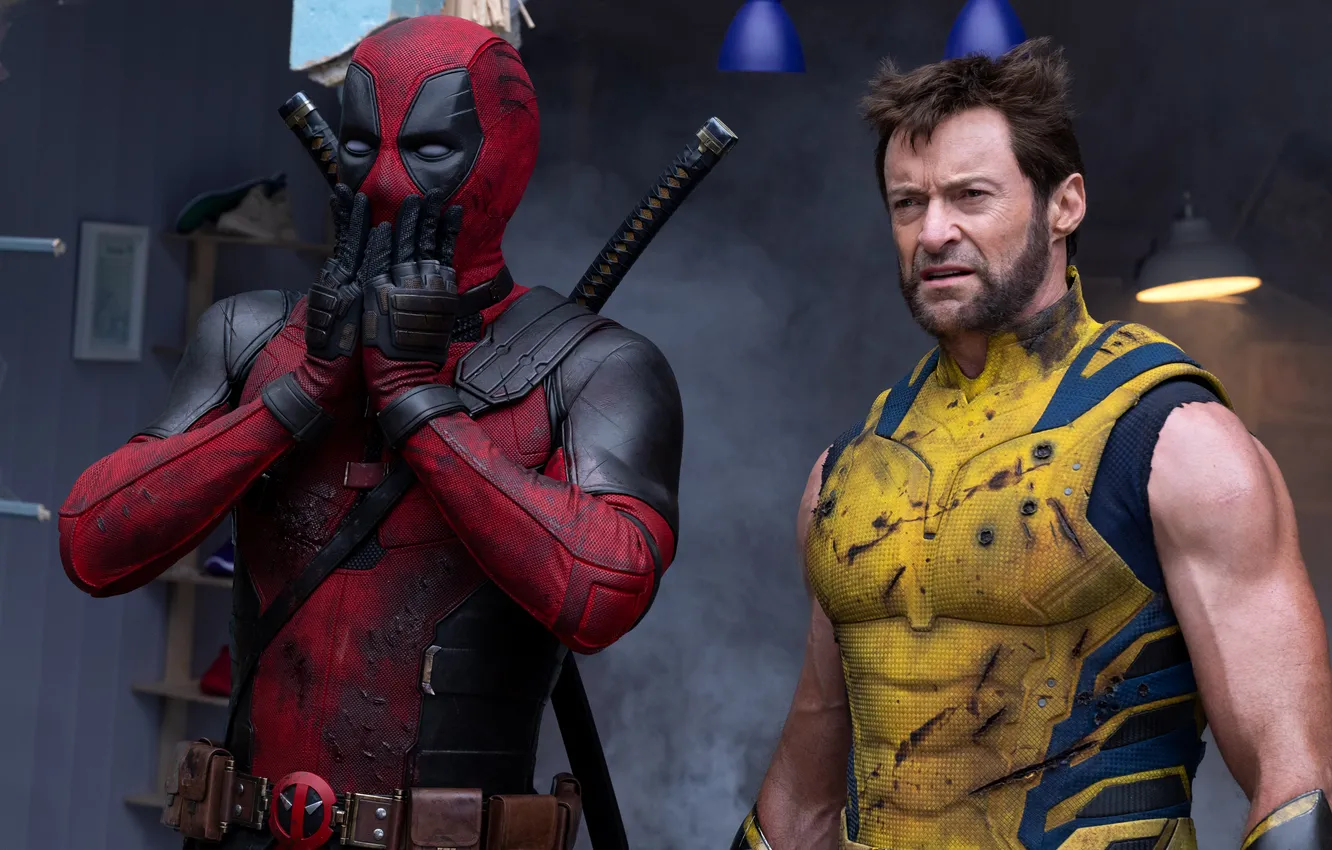 Photo wallpaper Ryan Reynolds, Wolverine, Hugh Jackman, Deadpool, Marvel Studios, 2024, Deadpool & Wolverine