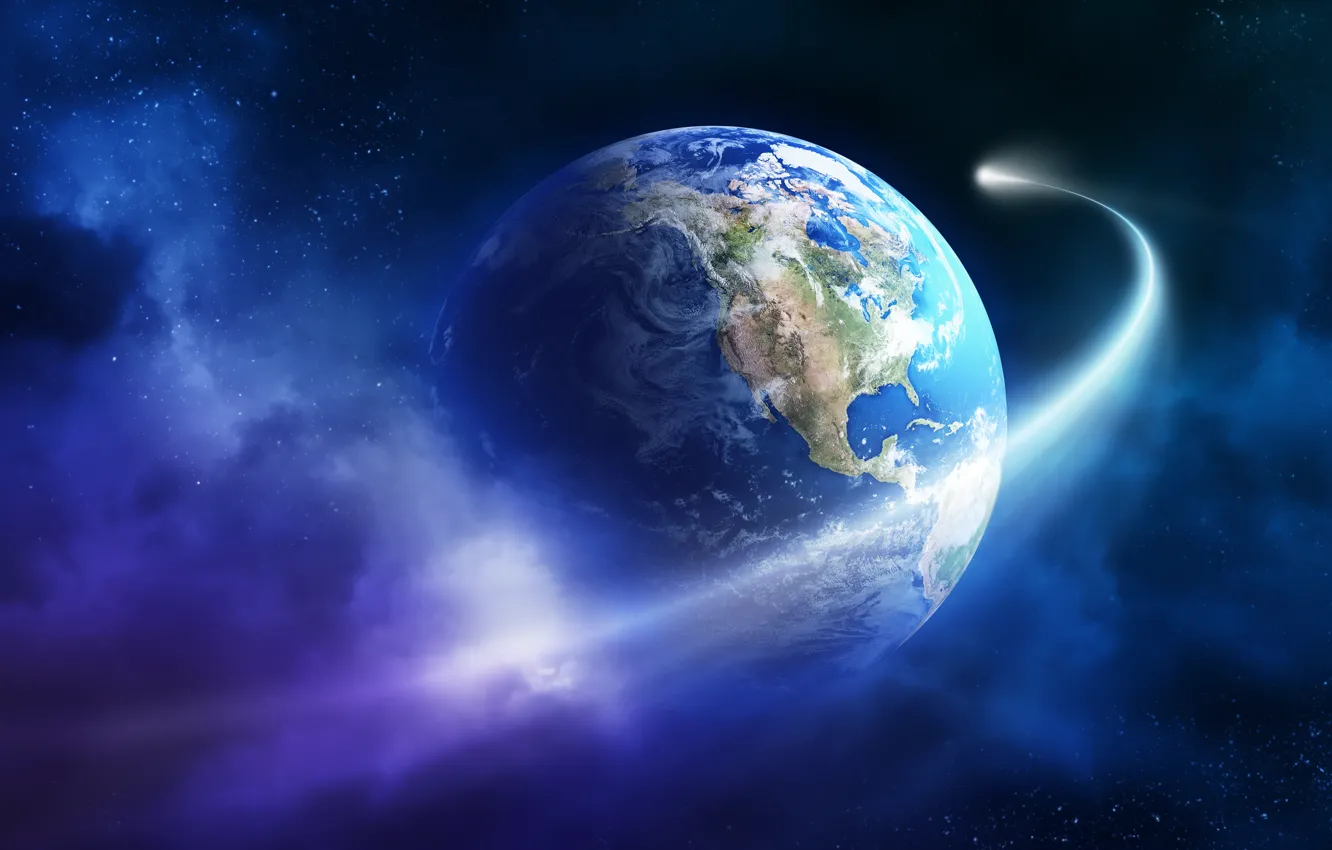 Photo wallpaper Earth, planet, sci fi, Asteroid