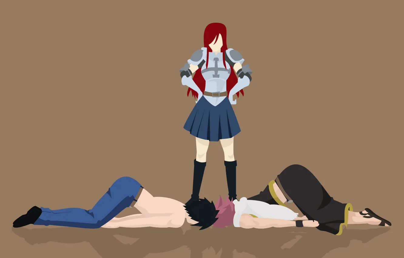 Photo wallpaper minimalism, fairy tail, Elsa, Natsu Dragneel, Grey Fullbuster