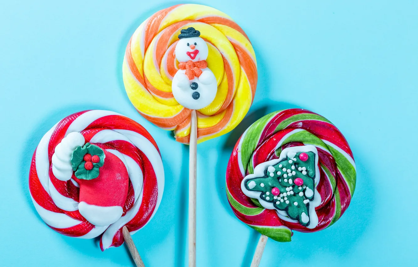 Photo wallpaper photo, Design, New year, Tree, Food, Snowmen, Lollipops