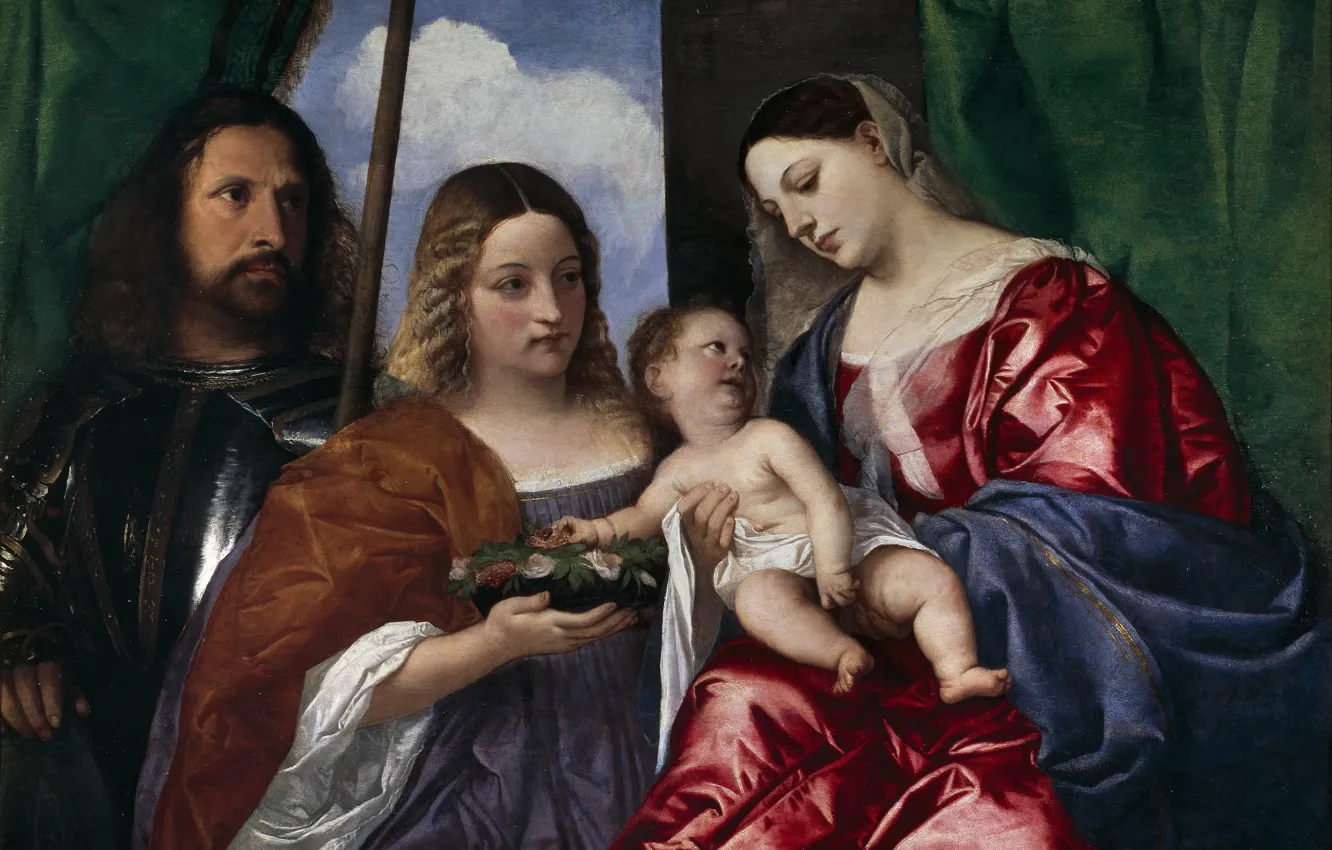 Photo wallpaper Titian Vecellio, St. Dorothea and St. George, The Madonna and child, between 1516 and 1520