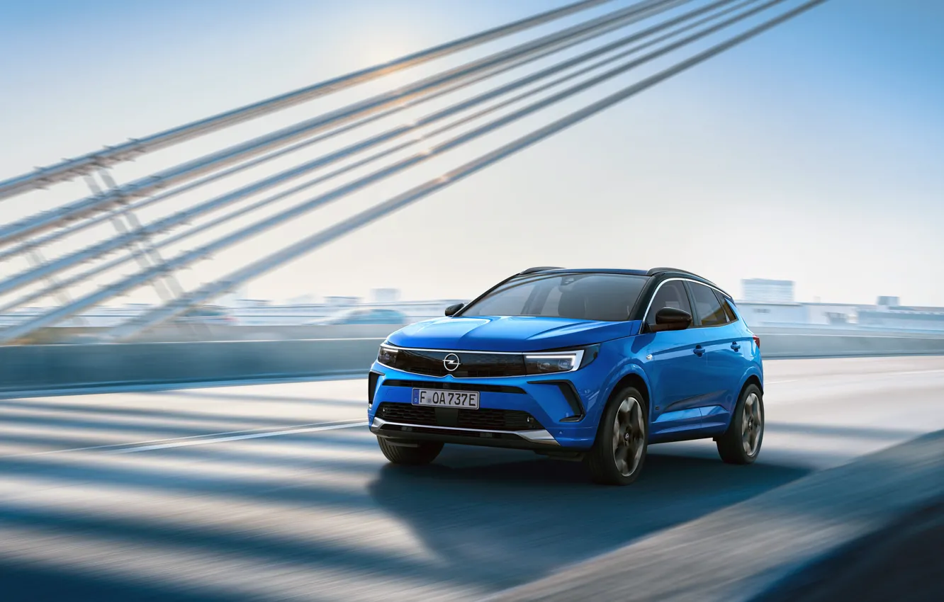 Photo wallpaper Blue, Opel, Car, Electric, 2022, Opel Grandland