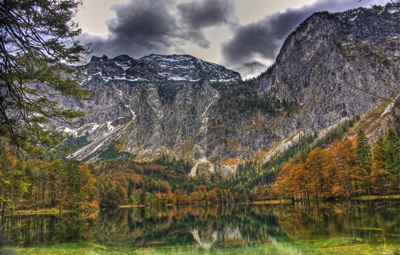 Photo wallpaper landscape, mountains, nature, lake, HDR, Austria, Gmunden