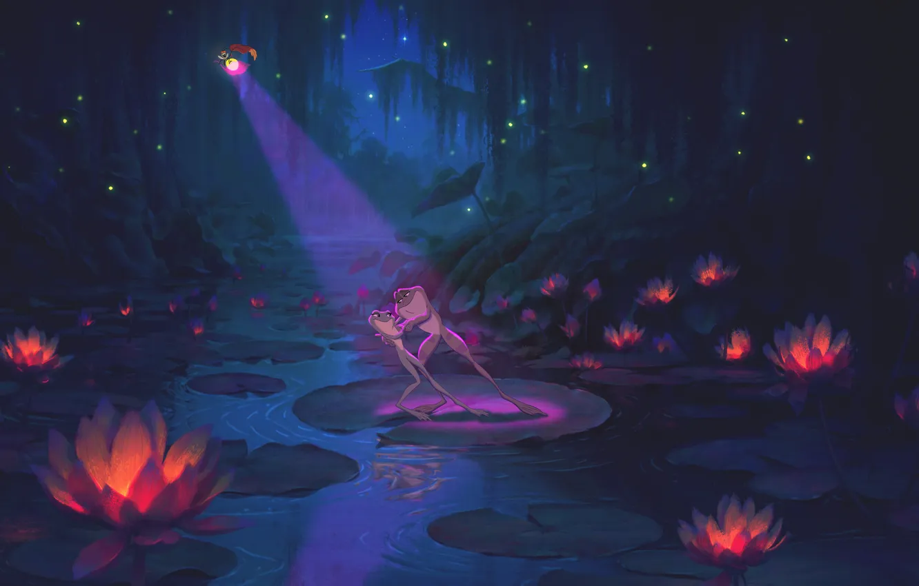 Photo wallpaper swamp, frog, Disney, The Princess and the frog