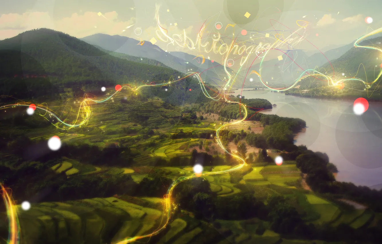 Photo wallpaper landscape, mountains, nature, river, photo, Wallpaper, view, plant