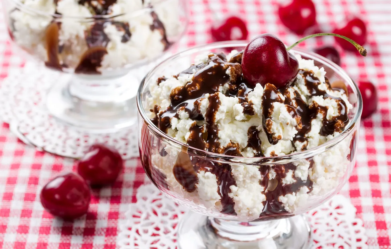Photo wallpaper cherry, chocolate, dessert, cheese