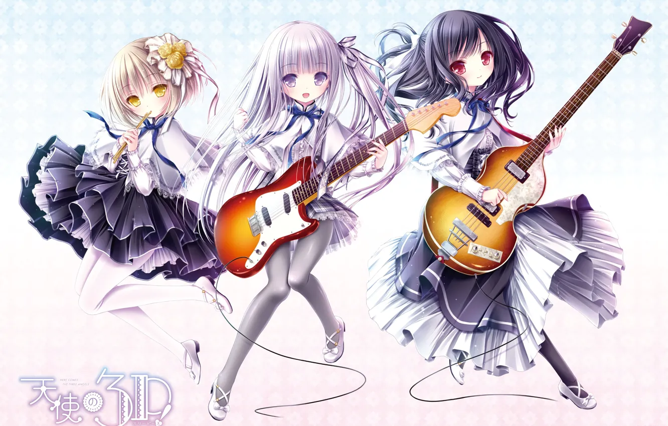Photo wallpaper girls, guitar, trio