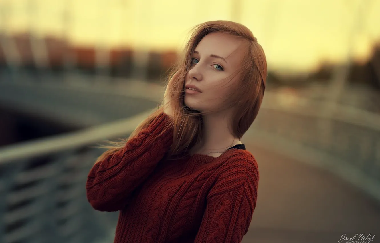 Photo wallpaper Girl, beautiful, cute, sweater