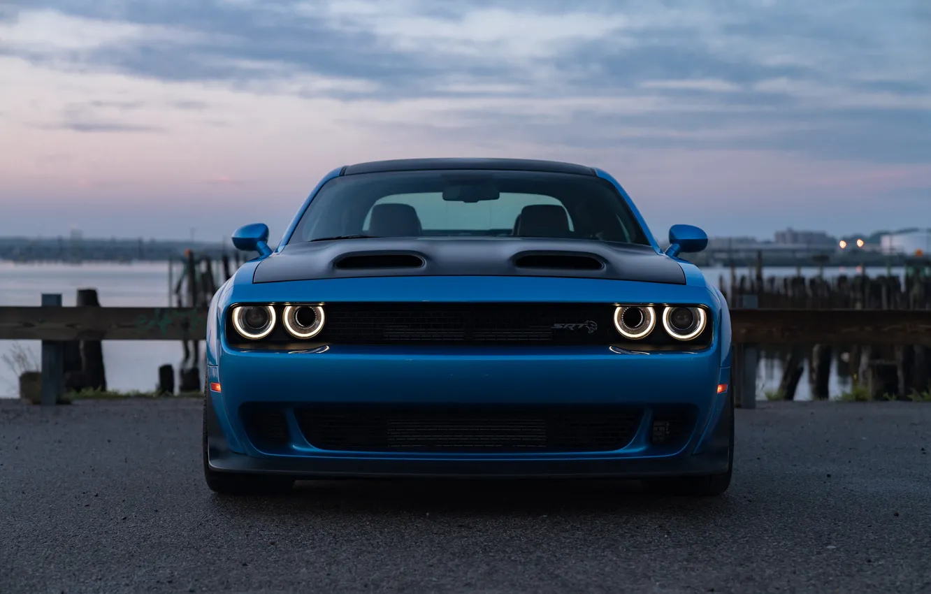 Photo wallpaper Dodge, Challenger, front view, Hellcat, SRT, Widebody, 2019, Redeye