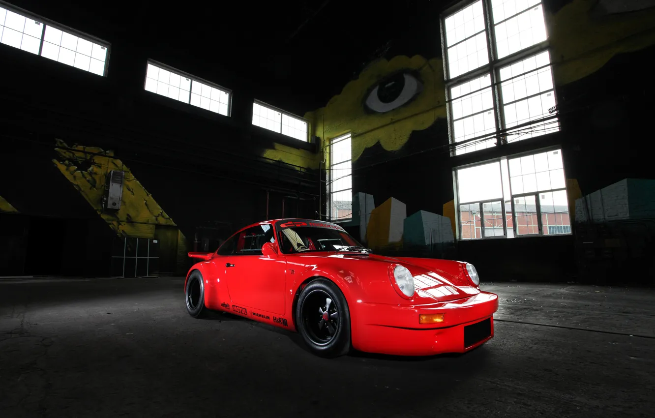 Photo wallpaper red, Porsche 911, 2017, DP Motorsport, Porsche