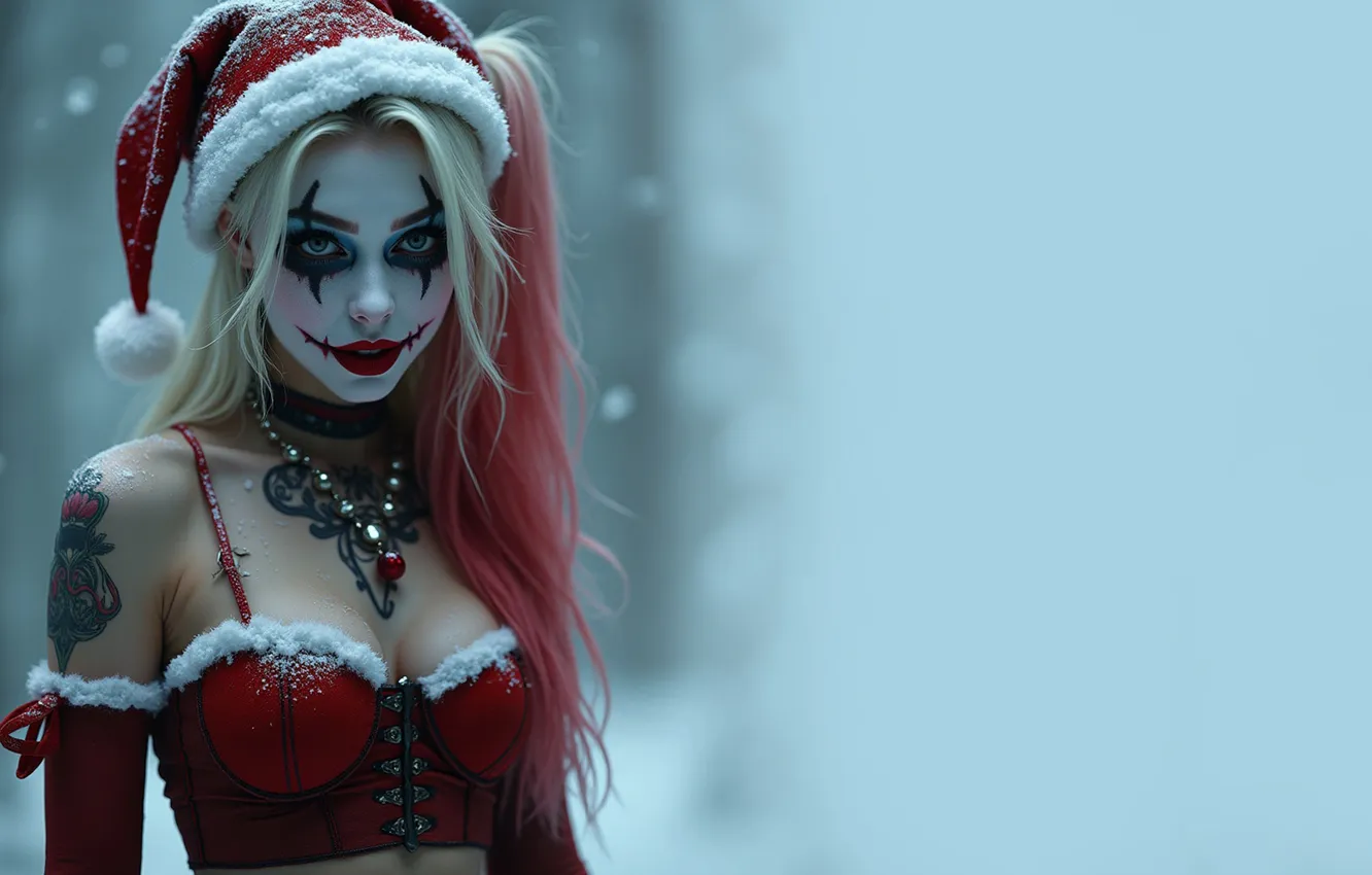 Photo wallpaper girl, new year, tattoo, maiden, AI ART