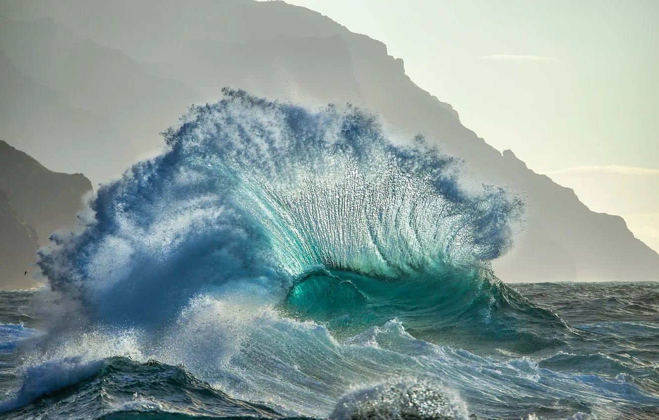 Photo wallpaper sea, wave, water, squirt, storm, nature, rocks