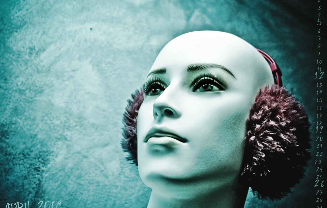 Photo wallpaper headphones, bald, April