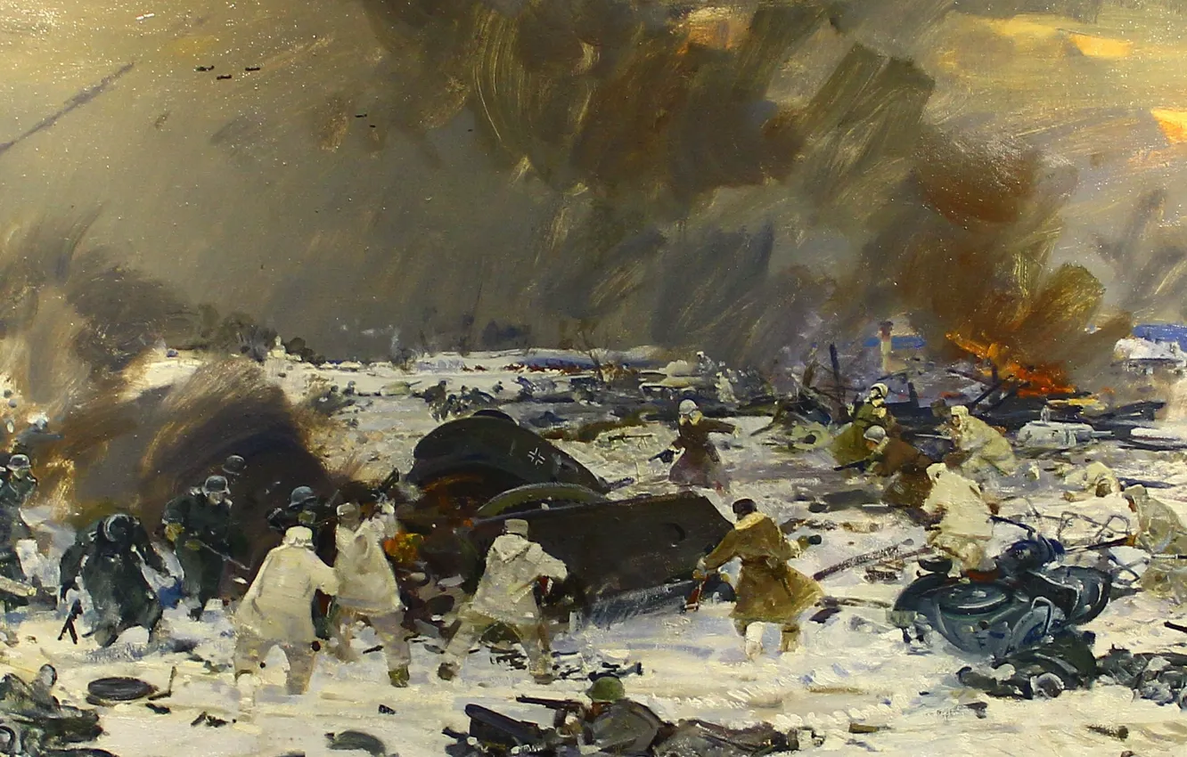 Photo wallpaper War, Battle, Picture, Soldiers, Russian, WWII, The Germans, The Second World War