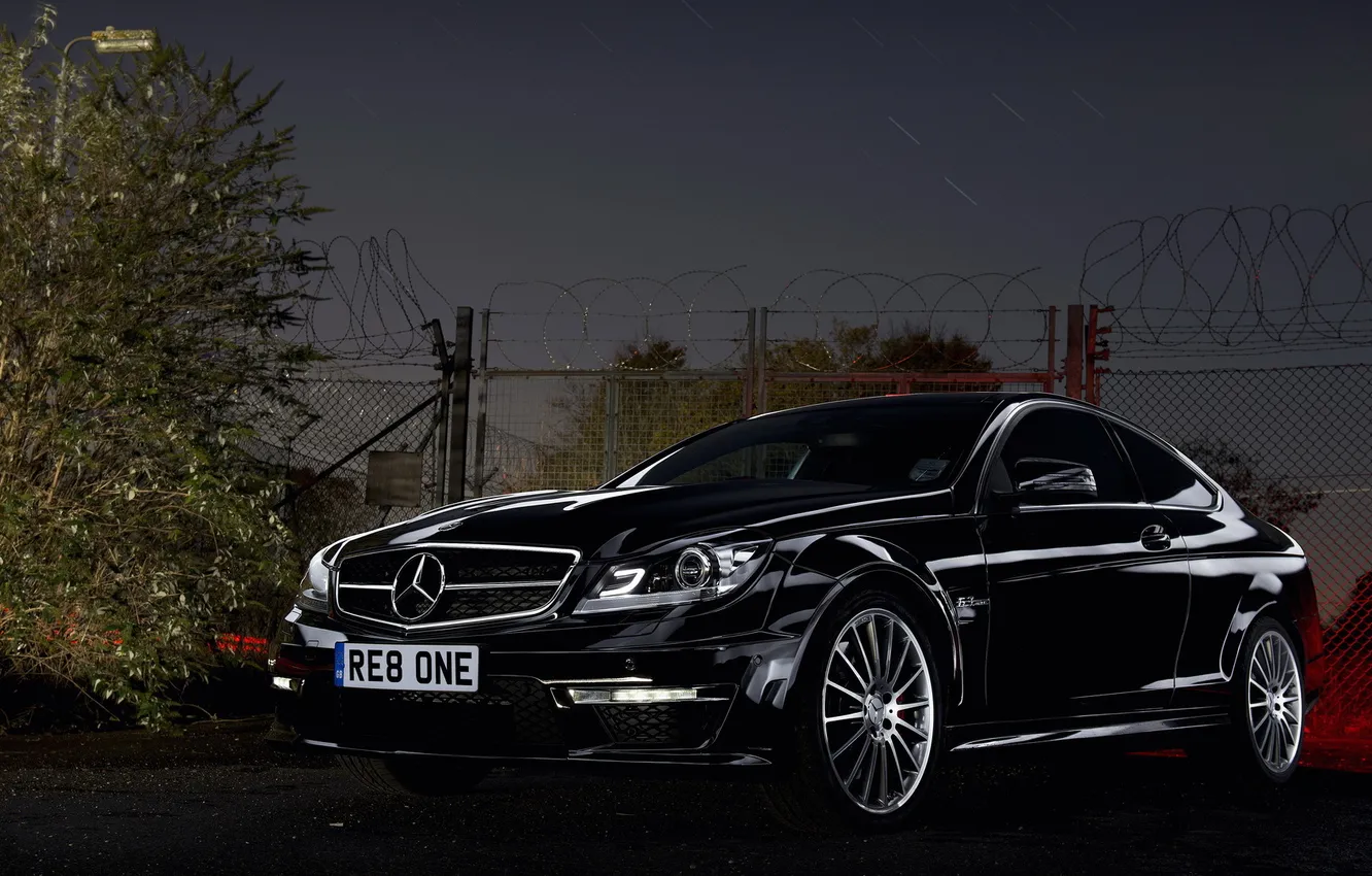 Photo wallpaper Mercedes, Benz, 2012, AMG, Black, Coupe, C63